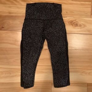 Lululemon crop mesh leggings black white spot